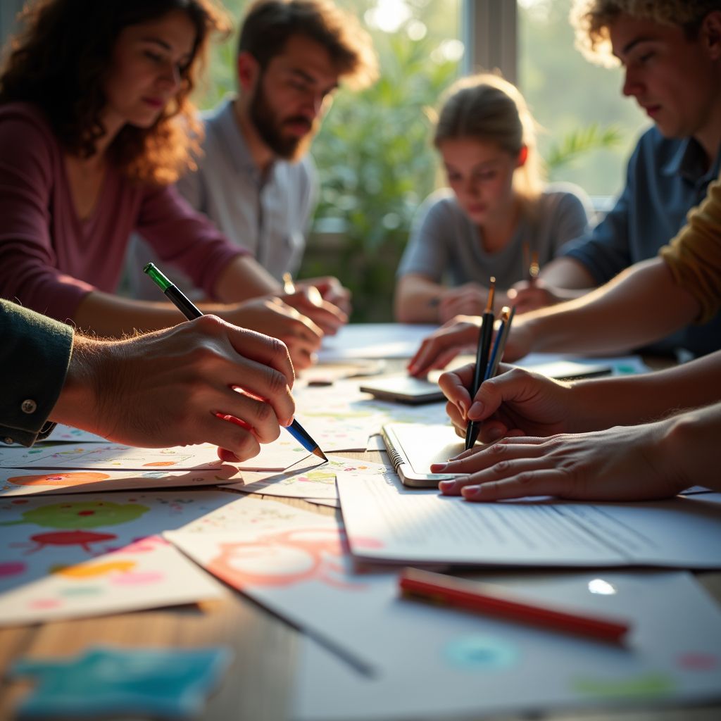 Team, das gemeinsam an Laptops lernt